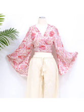 Load image into Gallery viewer, Silk Bell Sleeve Wrap Top