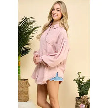 Load image into Gallery viewer, Frayed Seam Balloon Sleeve Shirt