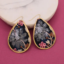 Load image into Gallery viewer, Embroidered Teardrop Earrings