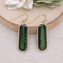 Load image into Gallery viewer, Dried Fern Frond Bar Earrings