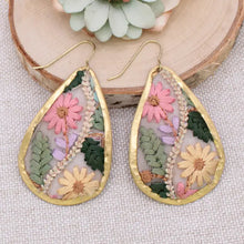 Load image into Gallery viewer, Embroidered Teardrop Earrings