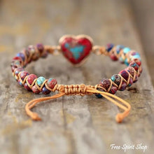 Load image into Gallery viewer, Imperial Jasper Heart Beaded Bracelet