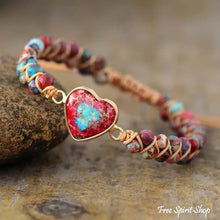 Load image into Gallery viewer, Imperial Jasper Heart Beaded Bracelet