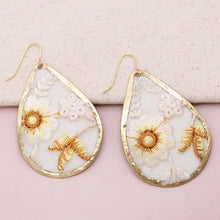Load image into Gallery viewer, Embroidered Teardrop Earrings