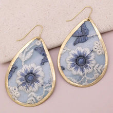 Load image into Gallery viewer, Embroidered Teardrop Earrings