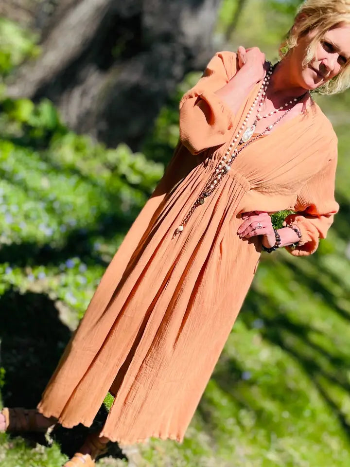 Nomad Peach Gauze Dress – AOLRC