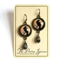 Load image into Gallery viewer, Raven on Full Moon Earrings