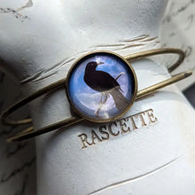 Load image into Gallery viewer, Raven on Moon Cuff Bracelet