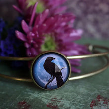 Load image into Gallery viewer, Raven on Moon Cuff Bracelet