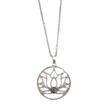 Load image into Gallery viewer, Silver Lotus Labradorite Necklace