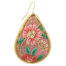 Load image into Gallery viewer, Embroidered Teardrop Earrings