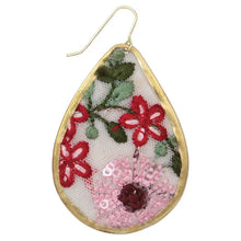 Load image into Gallery viewer, Embroidered Teardrop Earrings