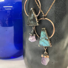 Load image into Gallery viewer, Trinity Labradorite and Amethyst Necklace