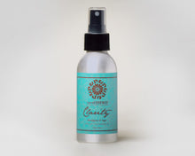 Load image into Gallery viewer, Silver spray bottle with turquoise Clarity label