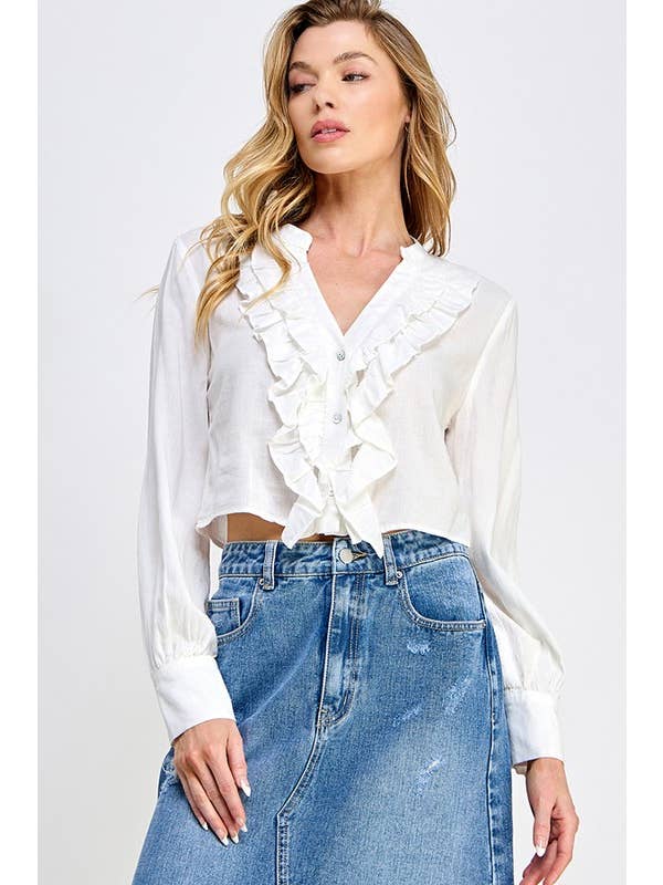 Ruffled Romantic Cropped Blouse