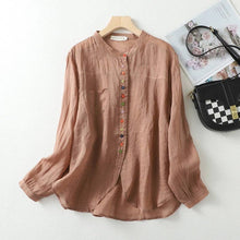 Load image into Gallery viewer, Artistic Solid Color Button-Up Shirt With Stand Collar