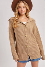 Load image into Gallery viewer, BUTTON DOWN COLLAR NECK RIBBED KNIT SWEATER CARDIGAN