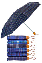 Load image into Gallery viewer, Blue Plaid Manual 8-panel 3-fold Compact Umbrella