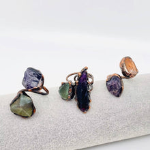 Load image into Gallery viewer, Natural Stone Irregular Fluorite Crystal Adjustable Ring