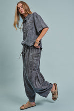Load image into Gallery viewer, Washed Denim Utility Wide Leg Pants With Cargo Pockets