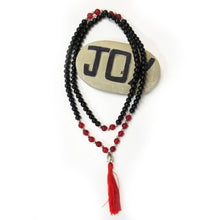 Load image into Gallery viewer, Wooden Beaded Mala Necklace with Onyx