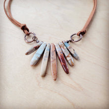 Load image into Gallery viewer, Aqua Terra Stone Slab Leather Cord Necklace 231ee