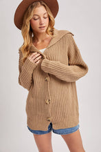 Load image into Gallery viewer, BUTTON DOWN COLLAR NECK RIBBED KNIT SWEATER CARDIGAN
