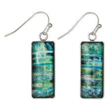 Load image into Gallery viewer, Bridge Water Lily Print Silver Bar Fine Art Earrings