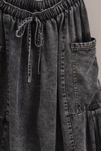 Load image into Gallery viewer, Washed Denim Utility Wide Leg Pants With Cargo Pockets