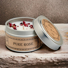 Load image into Gallery viewer, Rose Botanical Travel Tin Candle – 4oz Aromatherapy