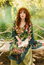 Load image into Gallery viewer, The Daydreamer Goddess Duster Kimono w/ Roses &amp; Rabbits