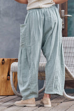 Load image into Gallery viewer, Striped Cotton Drawstring Harem Pants