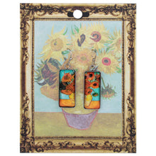 Load image into Gallery viewer, Sunflower Print Silver Bar Fine Art Earrings