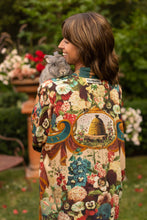 Load image into Gallery viewer, Stay Gold Opera Duster Kimono Robe w/ Rabbits Flowers &amp; Bees