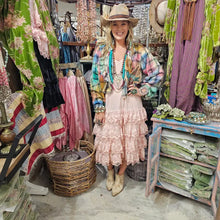 Load image into Gallery viewer, Pink Distressed Ruffle Slip Dress