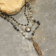Load image into Gallery viewer, Bohemian Layered Black Stone &amp; Crystal Necklace