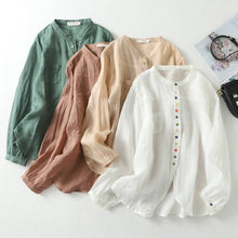 Load image into Gallery viewer, Artistic Solid Color Button-Up Shirt With Stand Collar