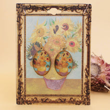 Load image into Gallery viewer, Sunflowers Print Gold Oval Fine Art Earrings