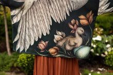 Load image into Gallery viewer, Under My Wing Pixie Crop Kimono w/ Swan &amp; feathers
