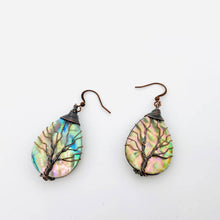 Load image into Gallery viewer, Tree of Life Wrapped Shell Drop-Shaped Charm Earrings