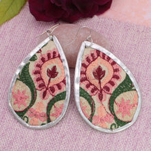 Load image into Gallery viewer, Vintage Floral Pink Embroidered Earrings