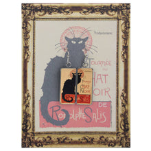 Load image into Gallery viewer, Chat Noir Print Silver Bar Fine Art Earrings