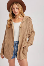Load image into Gallery viewer, BUTTON DOWN COLLAR NECK RIBBED KNIT SWEATER CARDIGAN