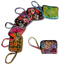 Load image into Gallery viewer, Floral Embroidered Cushioned Wallet Purse Wristlet Bag