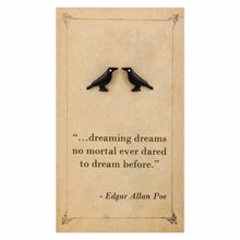 Load image into Gallery viewer, Literary Quotes Raven Post Earrings