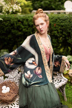 Load image into Gallery viewer, Under My Wing Pixie Crop Kimono w/ Swan &amp; feathers