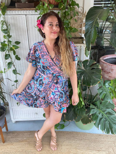 Silk Short Wrap Kimono Dress