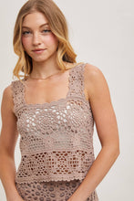 Load image into Gallery viewer, SHEER CROCHET SLEEVELESS SQAURE NECK TOP
