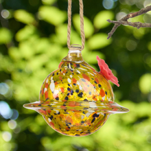 Load image into Gallery viewer, Yellow Planet Art Glass Hummingbird Feeder