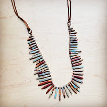 Load image into Gallery viewer, Aqua Terra Slab Necklace with Genuine Leather Ties 250b